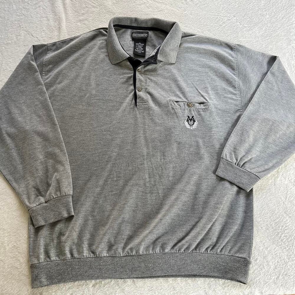 Members Only Vintage Long Sleeve Collared Shirt Men's size XL Gray & Black